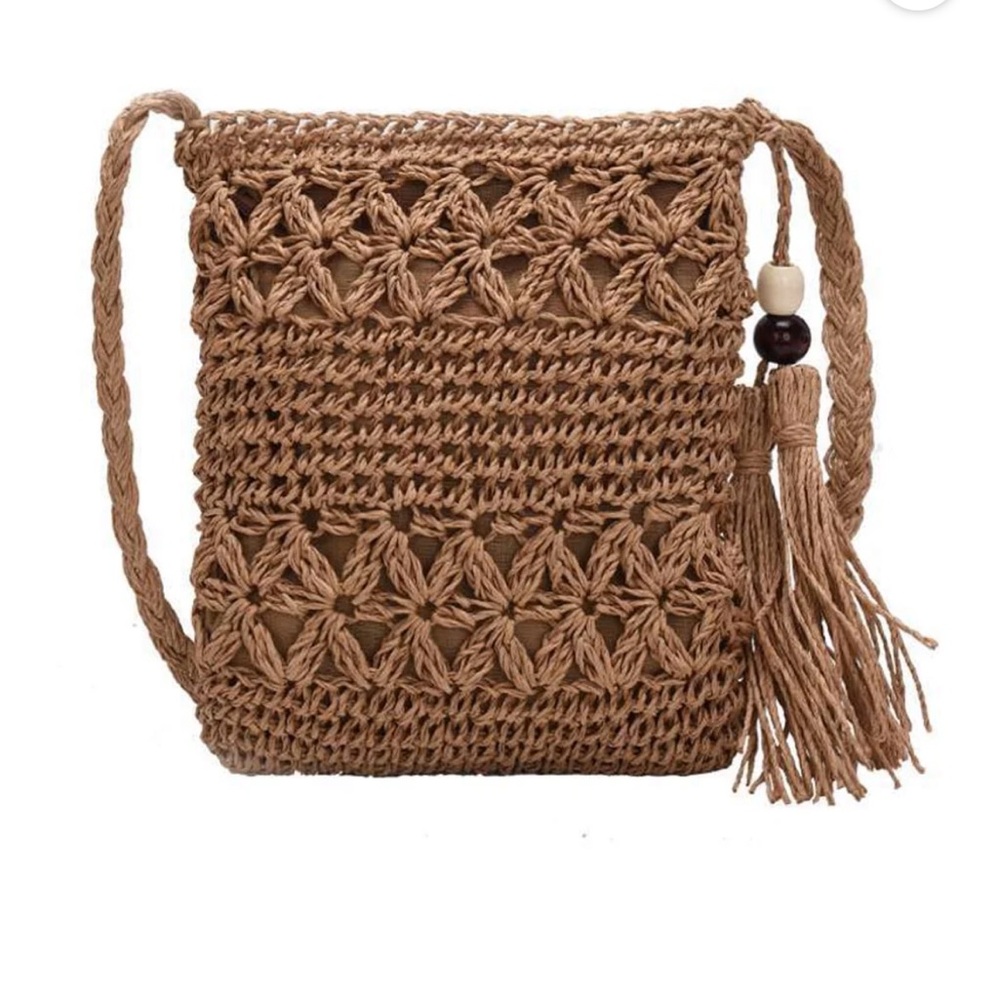 Brown Woven Crossbody Bag